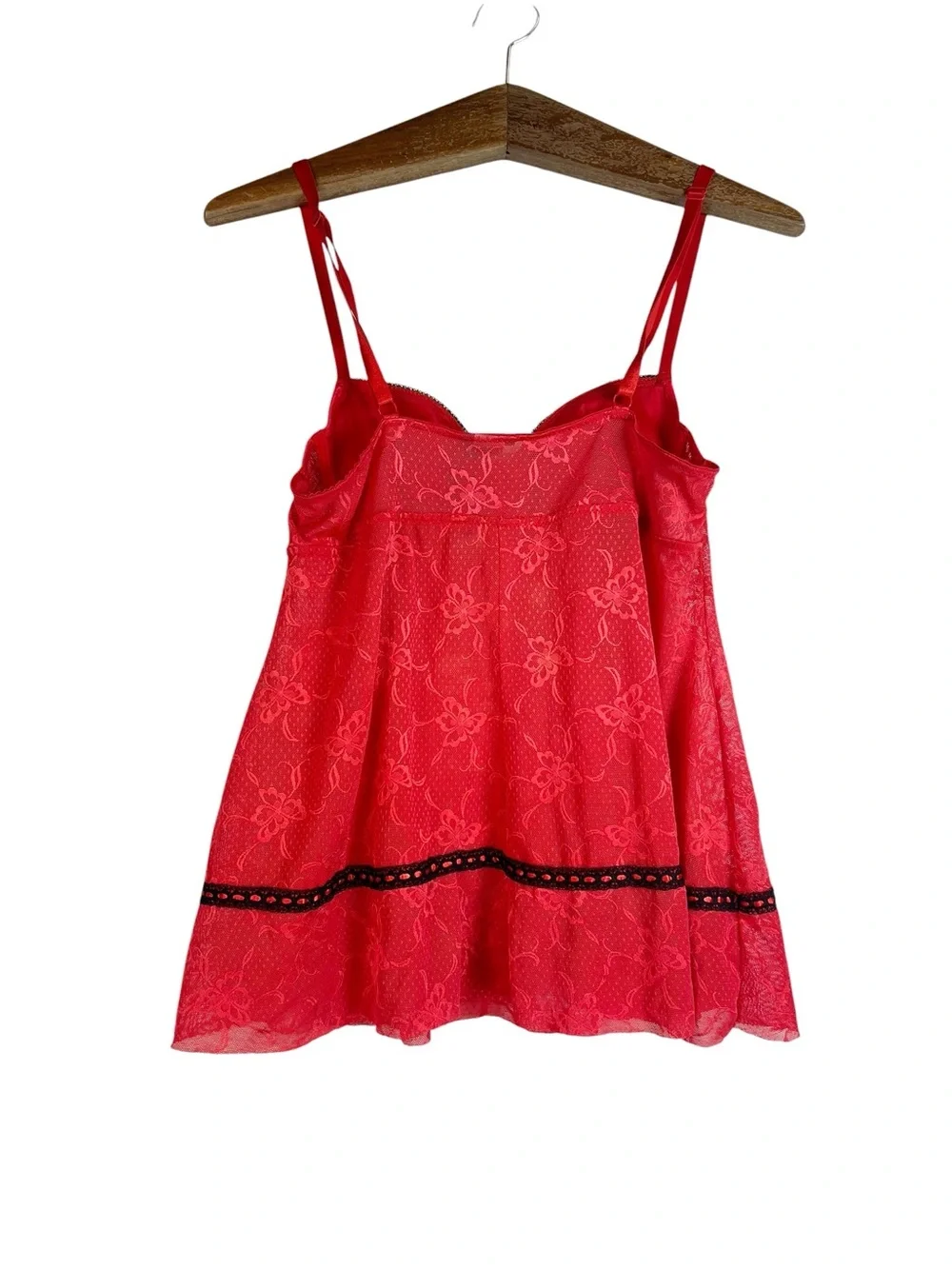 Rampage Intimates Red Black Floral Lace Babydoll Lingerie Dress Size S Y2K Fairy